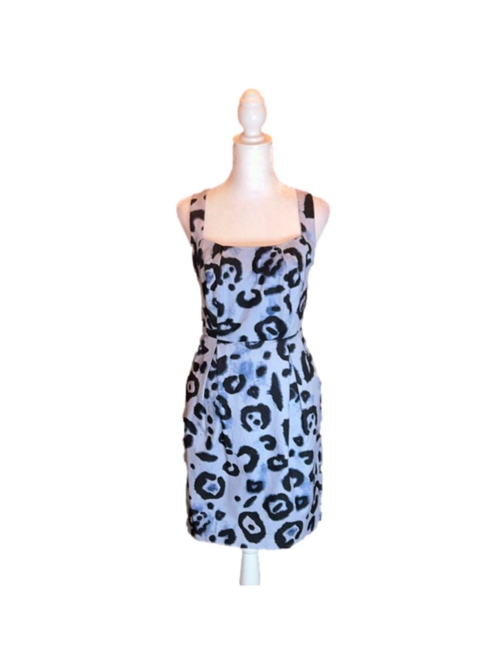VINCE CAMUTO Gray & Black Leopard Print Casual Dress w/ Pockets Size 4